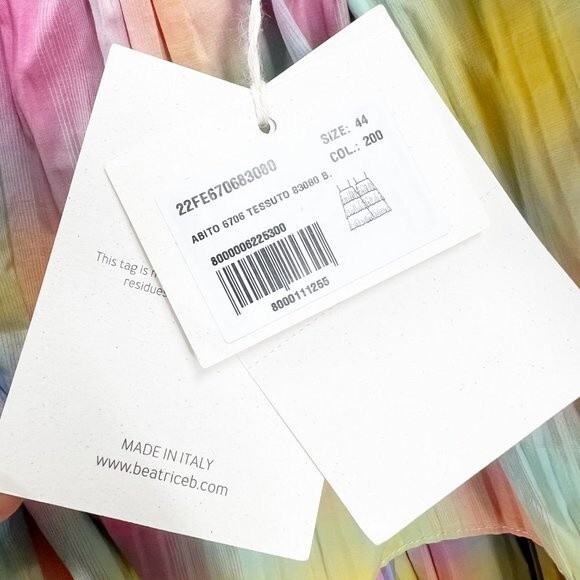 Anthropologie Beatrice B Rainbow Tiered Dress Pleated Square Neck Size M NWT - Picture 10 of 12